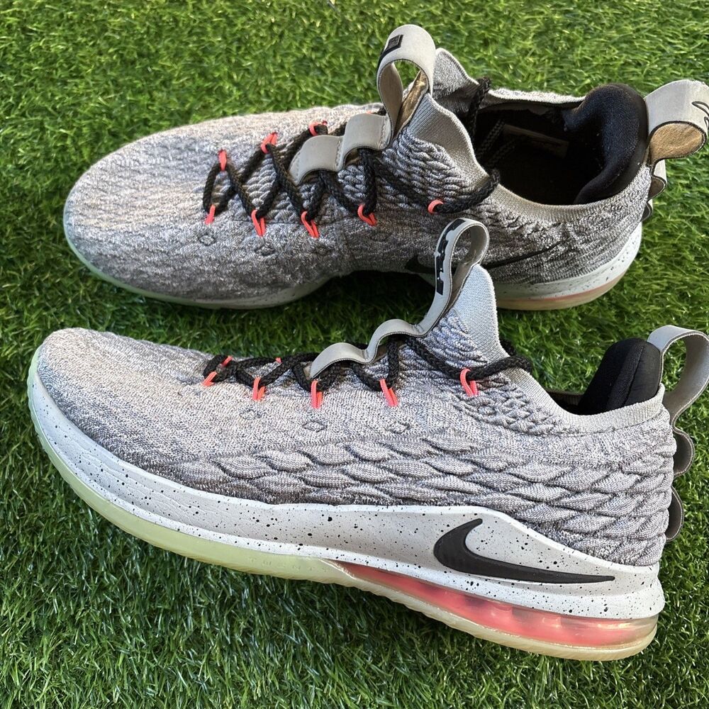 Nike LeBron 15 Cool Grey/Black Melon Sneakers AO1755-005 Mens Size 13